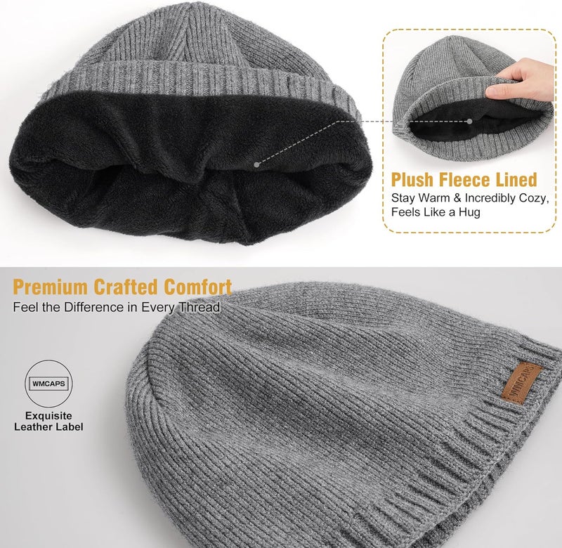 Wmcaps Winter Hats for Men Women, Fleece Lined Knit Beanie Warm Soft Stocking Cap for Cold Weather Outdoor - Image 2